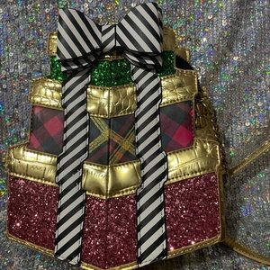 Betsey Johnson Gold and Pink Glitter Shoulder Bag